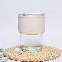 徽派（HUIPAI）玻璃杯咖啡竹节杯子高颜值玻璃带吸管水杯办公室家用夏季女生 白色 竹节杯