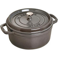 精致一人食：staub 珐宝 1101818 珐琅铸铁锅 圆形带盖 18cm, 1.7 L 内部亚光黑色珐琅，石墨色