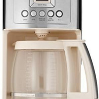 Cuisinart 美膳雅DCC-3200 14杯玻璃水瓶带不锈钢手柄可程咖啡机,奶油色