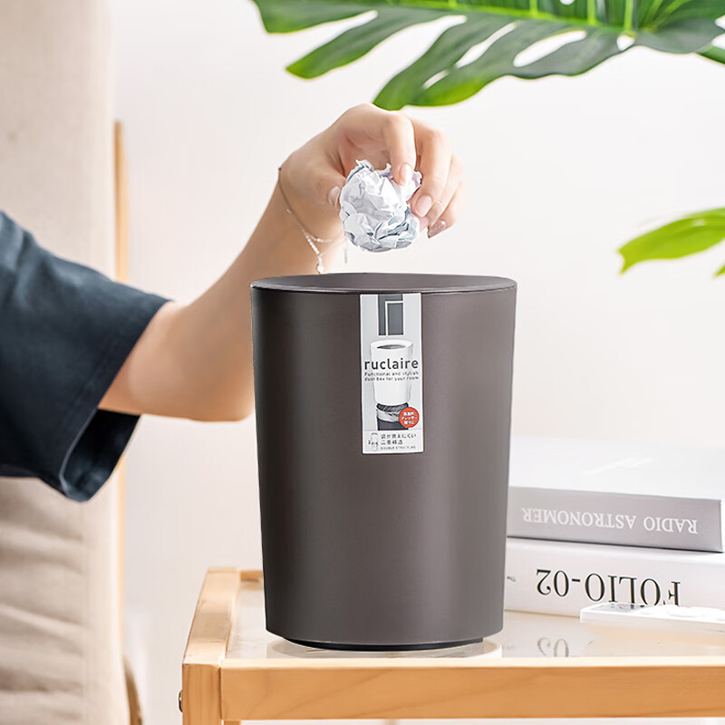 阿司倍鹭（ASVEL）日本创意双层垃圾桶家用卧室厨房桌面迷你小型垃圾桶 6209棕色