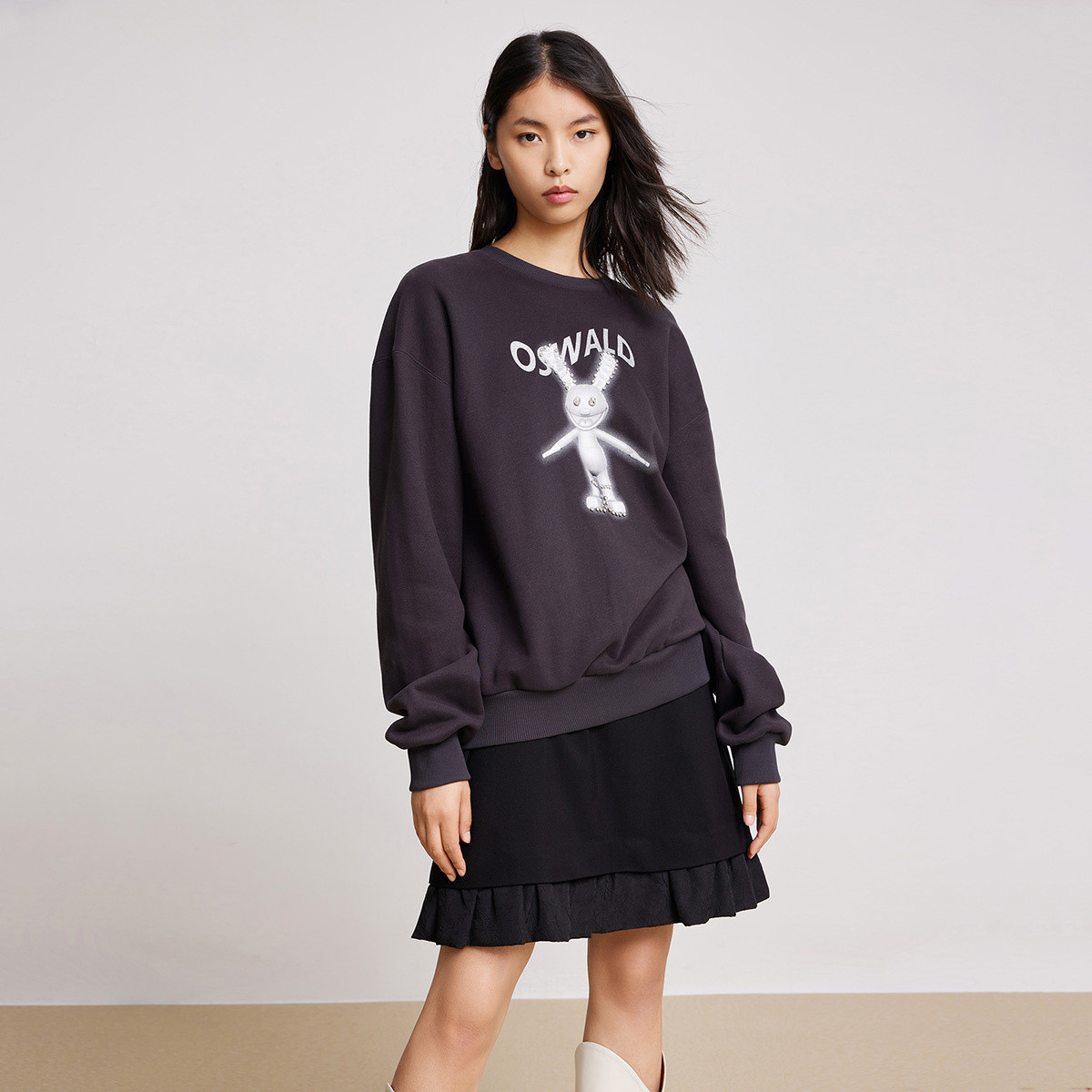 丽丽 LILY热销秋冬款趣味印花舒适加绒加厚卫衣上衣女套头衫