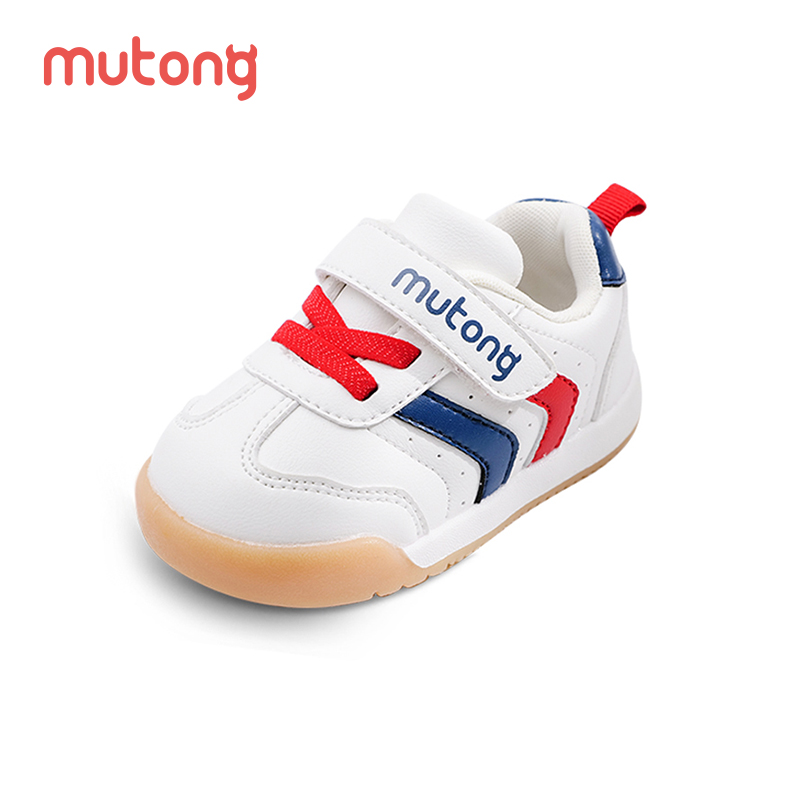 Mutong 牧童 童鞋宝宝鞋子婴儿学步鞋男软底撞色条纹面包鞋女