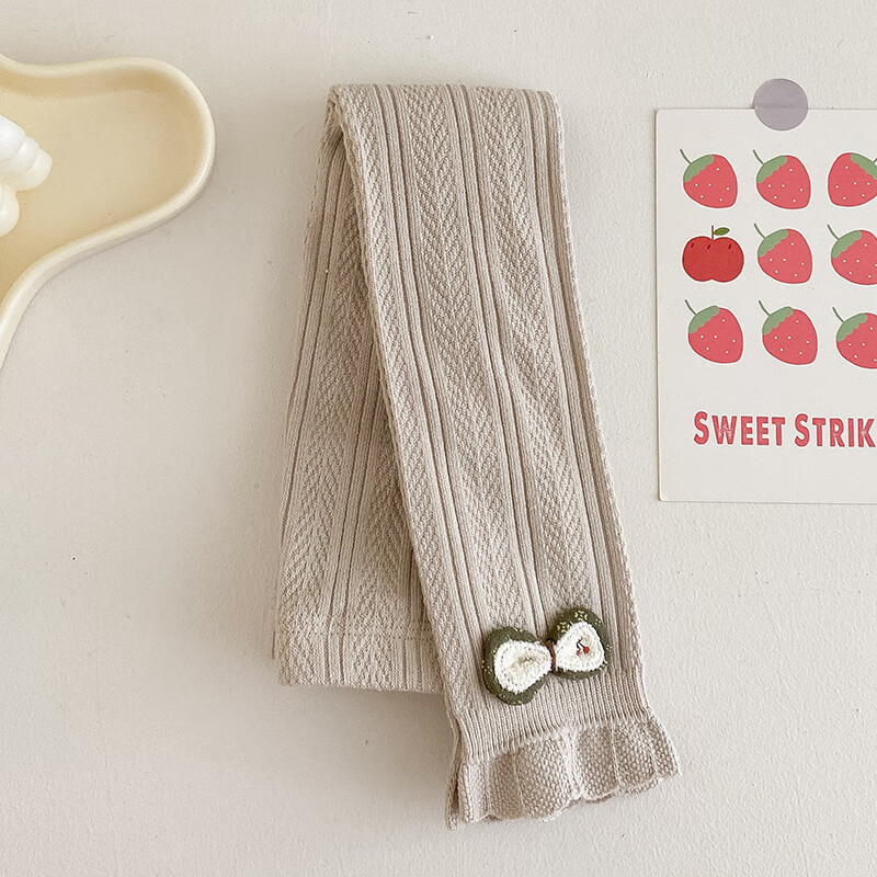 瑄妮薇 秋季女童打底裤荷叶边蝴蝶结儿童九分裤中小童外穿弹力裤子