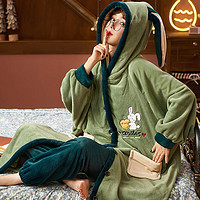 Beneunder 蕉下 秋冬季睡袍保暖法兰绒睡衣女士长款可爱加绒加厚珊瑚绒家居服套装