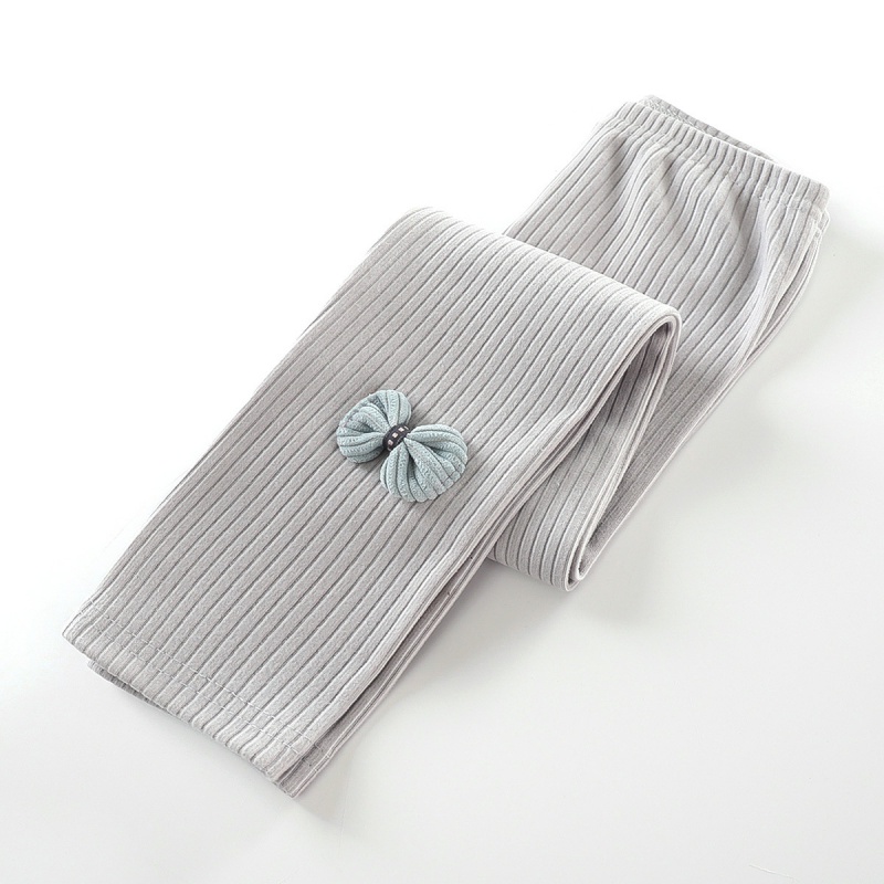 瑄妮薇韩版女童打底裤德绒抽条女童弹力裤中小童潮流公主长裤 灰色 80cm