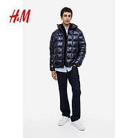 H&M HM男装棉衣冬季保暖纯棉绗缝户外轻便连帽外套1169656