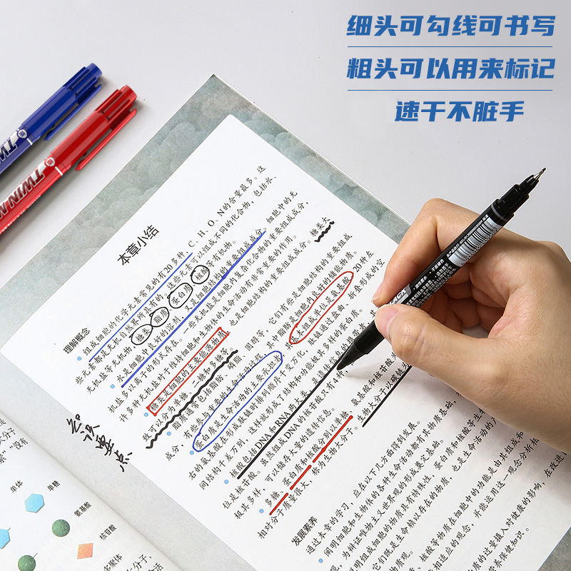 M&G 晨光 美新双头记号笔勾线笔绘画用描边油性笔防水速干黑色