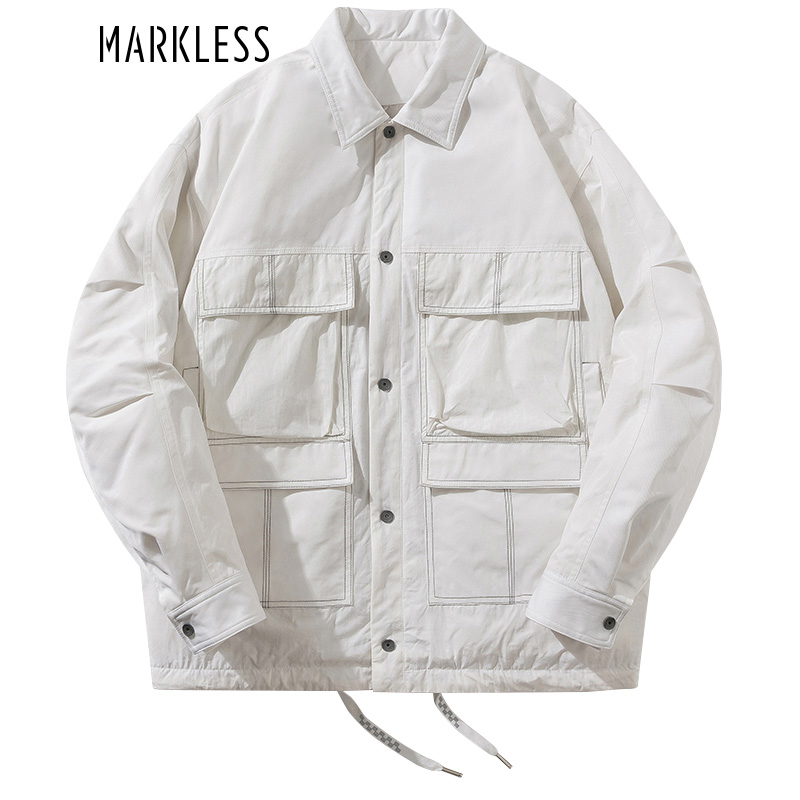 Markless 羽绒服男 冬季90%白鸭绒翻领纯色夹克男士保暖休闲外套