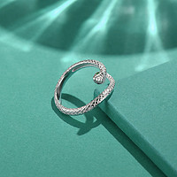吳越老銀鋪 足銀999靈蛇戒指蛇形簡約時尚小眾設計可調節指環