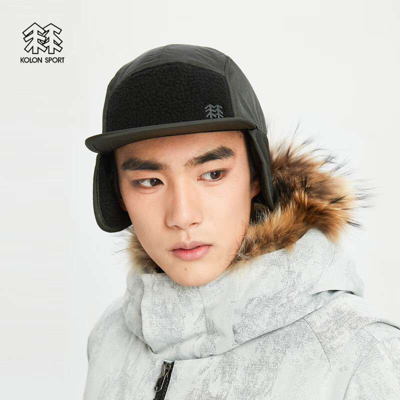  可隆 KOLON SPORT帽子款户外轻便运动帽子保暖徒步露营休闲帽 LUCA3WNK25-KH 军绿色