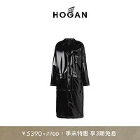 HOGAN【季末礼遇】女装冬VINILE系列时尚百搭黑胶大衣 黑色 XS
