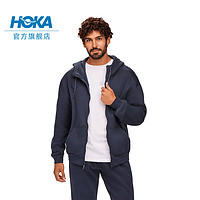 HOKA ONE ONE 男款秋冬全拉链抓绒保暖卫衣Hoka Essential FZ Hoodie 太空蓝 M