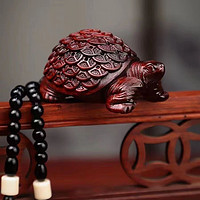 小叶紫檀摆件金钱龟实木雕刻绿檀乌龟长寿龟手把件文玩招财工艺品