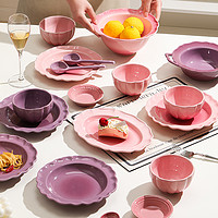 Yomerto 悠米兔 粉紫色碗碟套装礼盒  新婚礼物