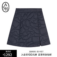 ASH女装冬休闲百搭开叉A字裙压花工艺加厚短裙棉裙 夜蓝色 M