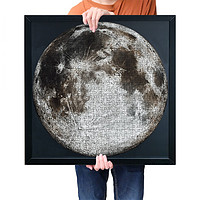 Botop成人拼图1000片月球地球火星荷兰蓝卡纸减压儿童玩具 正方形黑框+月球+胶水+刮片+1:1高清海报 1000片