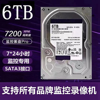 PZBK 西数6TB机械硬盘 监控录像机 点歌机 6000G监控硬盘 SATA串口保5年 6TB