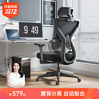 抖音超值購：HBADA 黑白調 E2分腰設計人體工學椅家用舒適久坐e2辦公電腦椅升降靠背椅