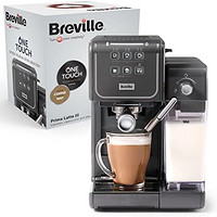 Breville 铂富 全自动咖啡机 VCF146X Prima Latte III ，用于浓缩咖啡、卡布奇诺咖啡和拿铁咖啡的全自动咖啡机，19 bar 意大利泵和奶泡器，与 ESE 垫兼容，灰色的