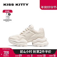 Kiss Kitty KISSKITTY2024年春季新款老爹鞋厚底增高小白鞋真皮运动鞋女