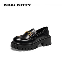 Kiss Kitty KISSKITTY2024春季新款厚底乐福鞋高级感马衔扣一脚蹬英伦小皮鞋