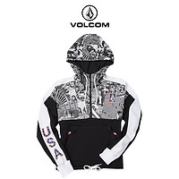 VOLCOM 钻石女装户外品牌撞色拼接滑雪衣2023新款登山连帽卫衣夹克