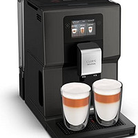Krups 克鲁伯 全自动咖啡机EA872B | 配备类似于智能手机的 3.5 英寸彩色触摸屏 | 直观的彩色灯光显示屏 | 11 种可饮料，黑色