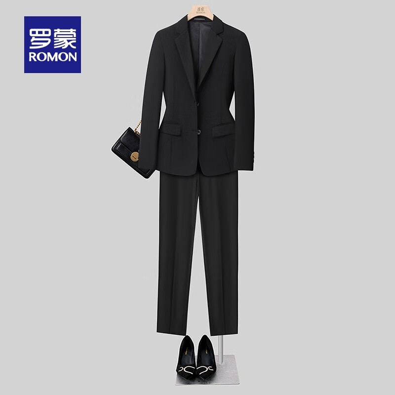 罗蒙女士西服套装纯色百搭简约纯色商务职业西装
