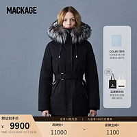 Mackage 女士JENI二合一可拆卸毛领中长收腰派克羽绒服保暖 黑色 M