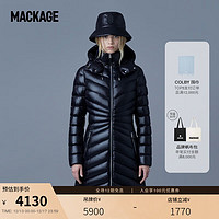 Mackage 摩登专致系列-女士 CAMEA中长款亮面可拆卸连帽轻羽绒外套 黑色 S