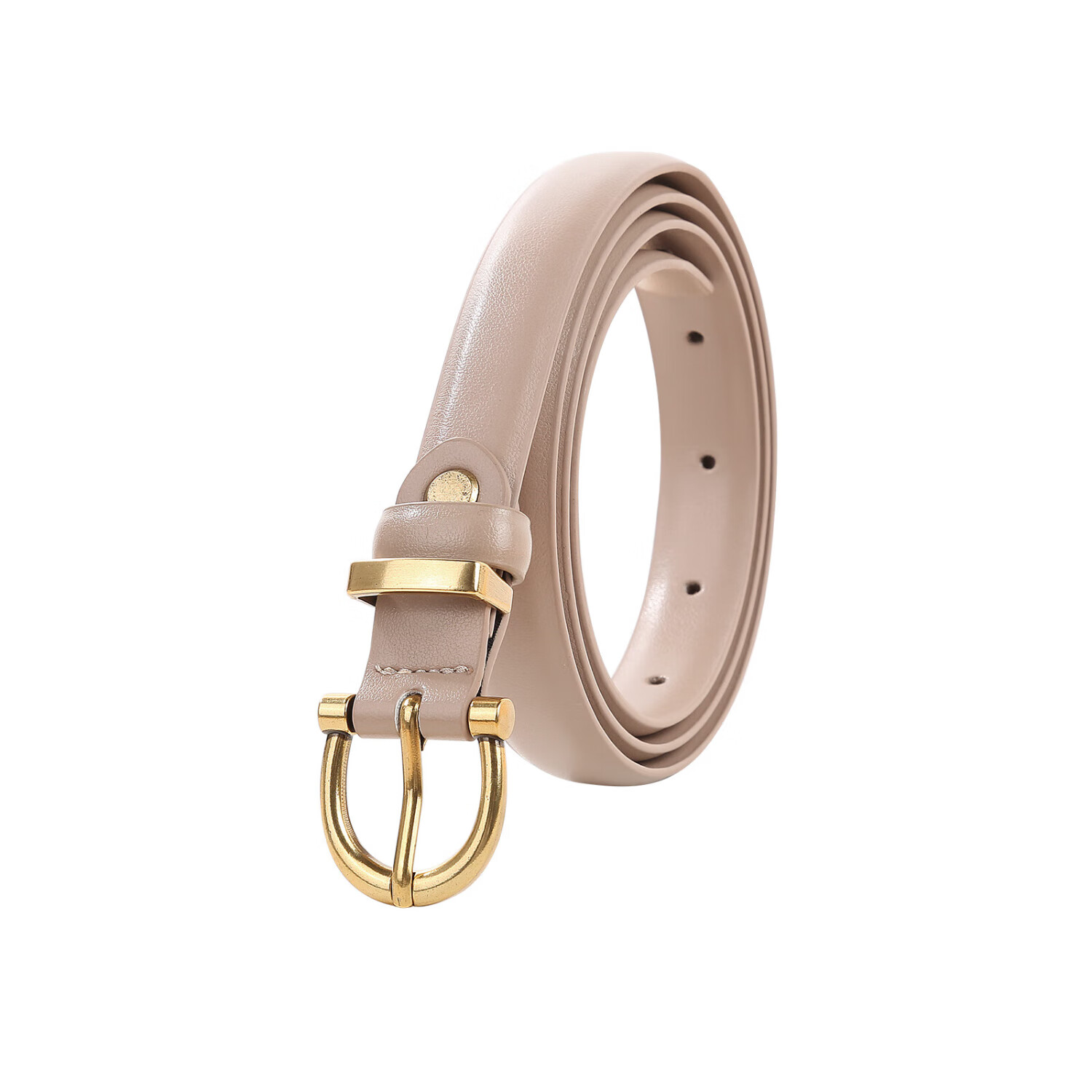 VLLICON皮带女牛皮腰带女简约百搭裤带配牛仔休闲时尚礼盒装 杏色 105cm