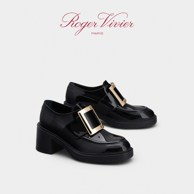 Roger Vivier/RV女鞋Viv Rangers厚底漆皮乐福鞋