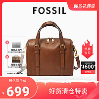 FOSSIL 化石女包2023新款真皮牛皮大容量手提单肩斜挎波士顿水桶包