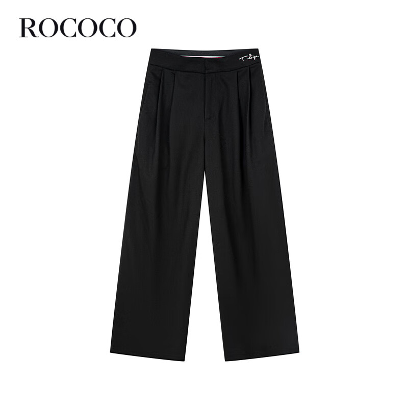 洛可可（ROCOCO）冬季百搭黑色女裤2023高腰显瘦直通休闲时尚长裤子 黑色 S