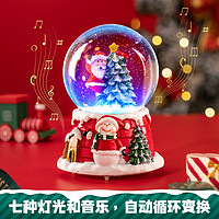 圣诞节水晶球音乐八音盒雪花飘雪玻璃球摆件可旋转下雪送女孩
