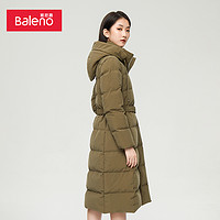 Baleno 班尼路 长款羽绒服女连帽大衣保暖外套