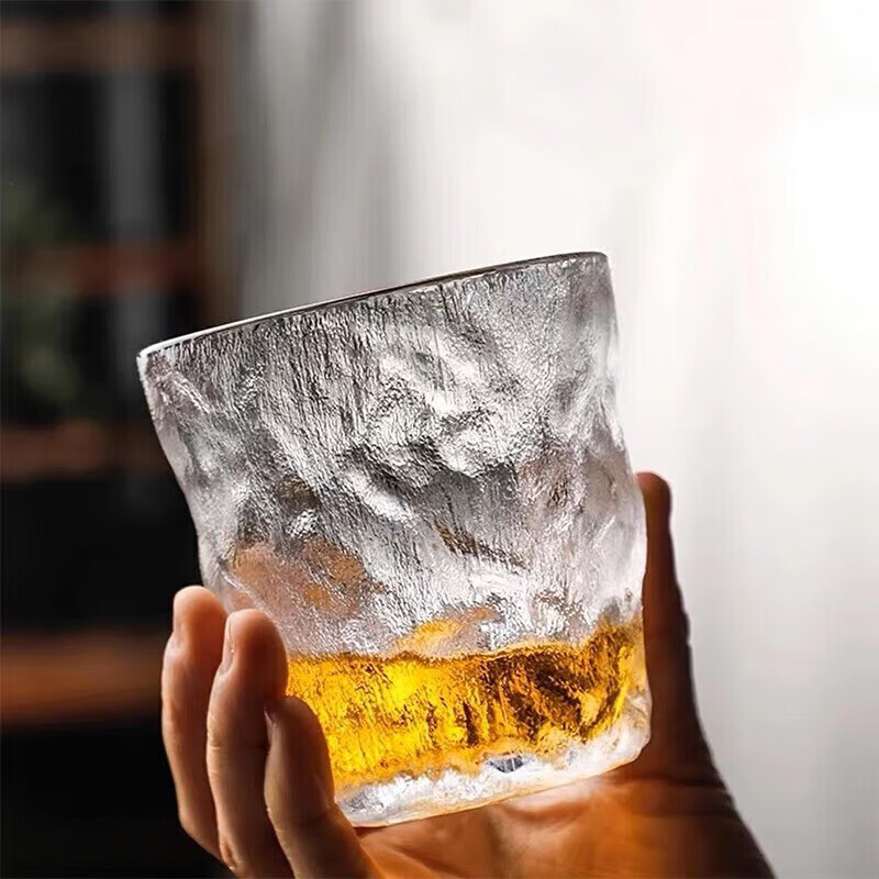 蒂乐森日式冰川纹玻璃杯家用办公室泡茶杯咖啡杯喝水杯饮料杯 冰川矮杯1个260ml