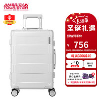 美旅 箱包極簡潮流粗鋁框行李箱 雙排飛機輪24英寸NJ1白色