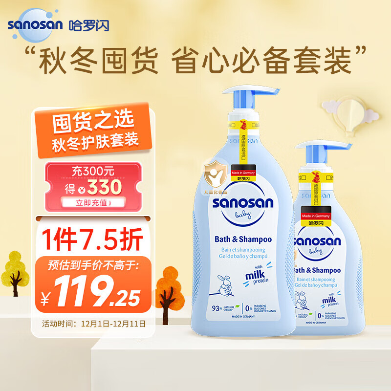 哈罗闪（sanosan）婴儿洗护套装 洗发沐浴二合露一套装（400ml+200ml）