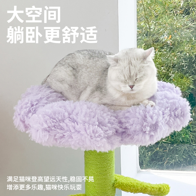 zeze 封闭式猫窝盆栽冬季保暖猫咪躲避屋安全感猫爬架一体猫别墅
