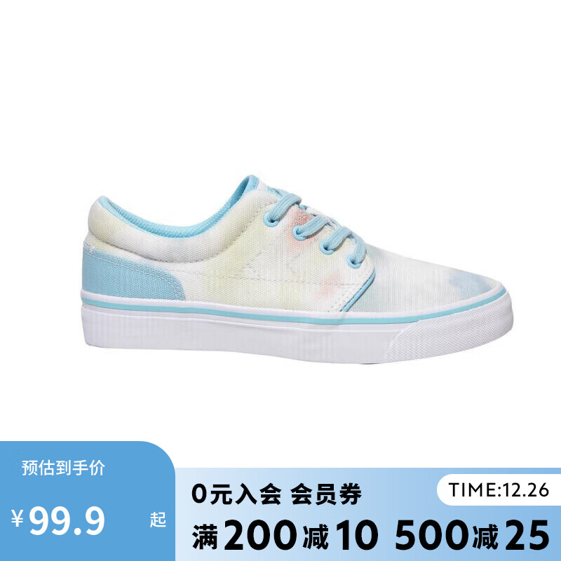 DECATHLON 迪卡侬 板鞋女帆布低帮滑板鞋水蓝扎染（扎染工艺每双都是）38-4272055