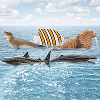 Wenno 維亮動物模型寶寶認知海洋生物仿真大白鯊海豚章魚兒童玩具