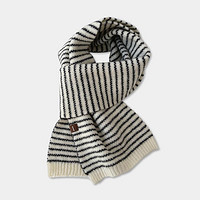 ERKE 鴻星爾克 秋冬氛圍感新品學生 加厚溫暖造型條紋圍巾針織毛線韓版