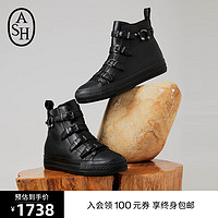 ASH女鞋2023VICTIM系列潮流铆钉高帮休闲鞋做旧单鞋加硫鞋 黑色 37