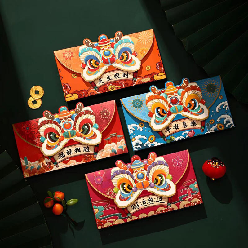 iChoice龙年国潮醒狮红包2024年利是封新年春节红包袋压岁百年红包袋 醒狮子款 12个装