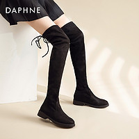 DAPHNE 达芙妮 长筒靴子女2023新款冬季加绒丝袜靴粗腿弹力瘦瘦高筒过膝靴