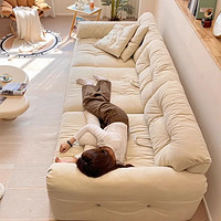 品洛云朵沙发超深坐宽懒人奶油风猫抓布可移动靠背直排布艺沙发