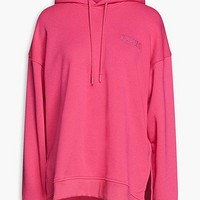 Embroidered cotton-blend fleece hoodie