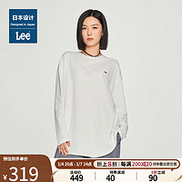 Lee日本设计标准版型字母印花女圆领套头长袖T恤休闲潮 白色 S