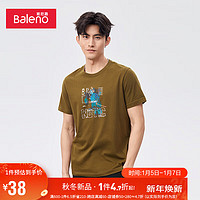 Baleno 班尼路 地图元素字母印花短袖t恤男 1G0 S